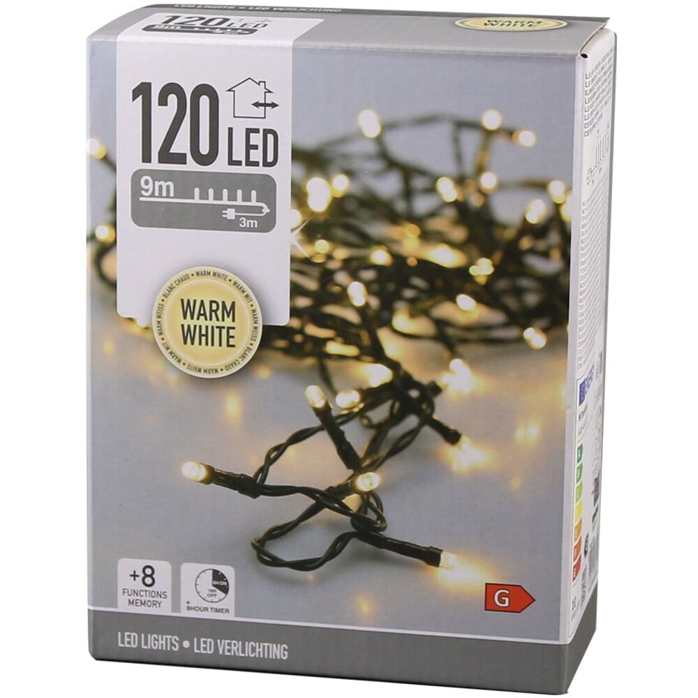 Instalatie Craciun interior/exterior, 120 LED-uri, 9 m, alb cald