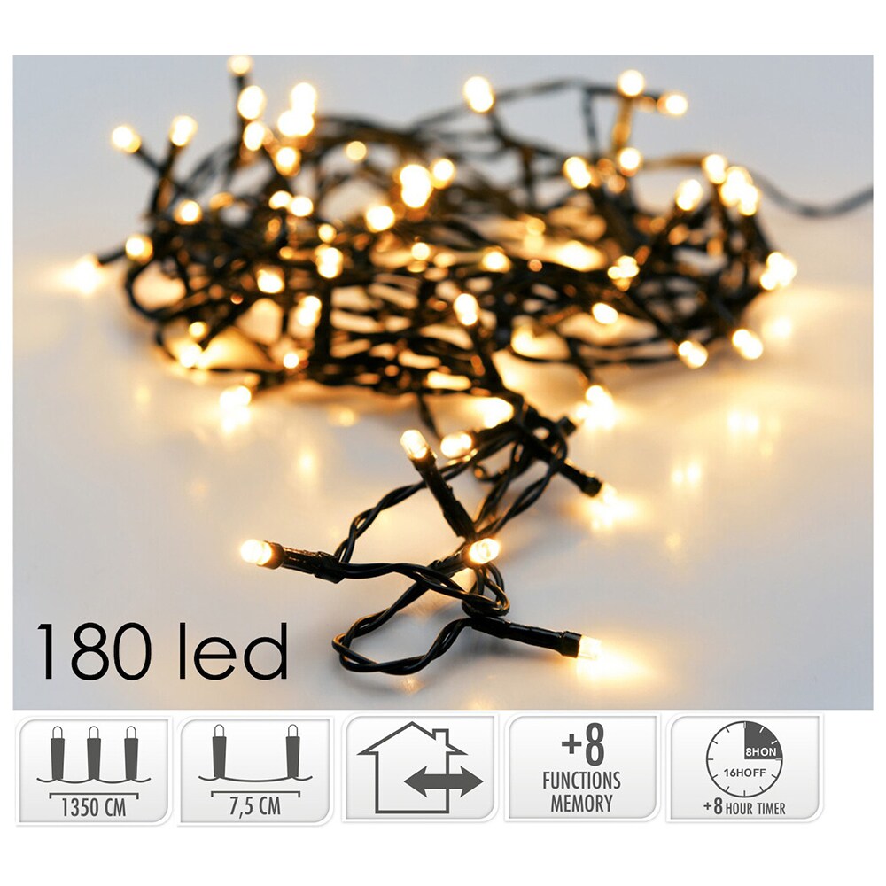 Instalatie Craciun interior/exterior, 180 LED-uri, 13.5 m, alb cald