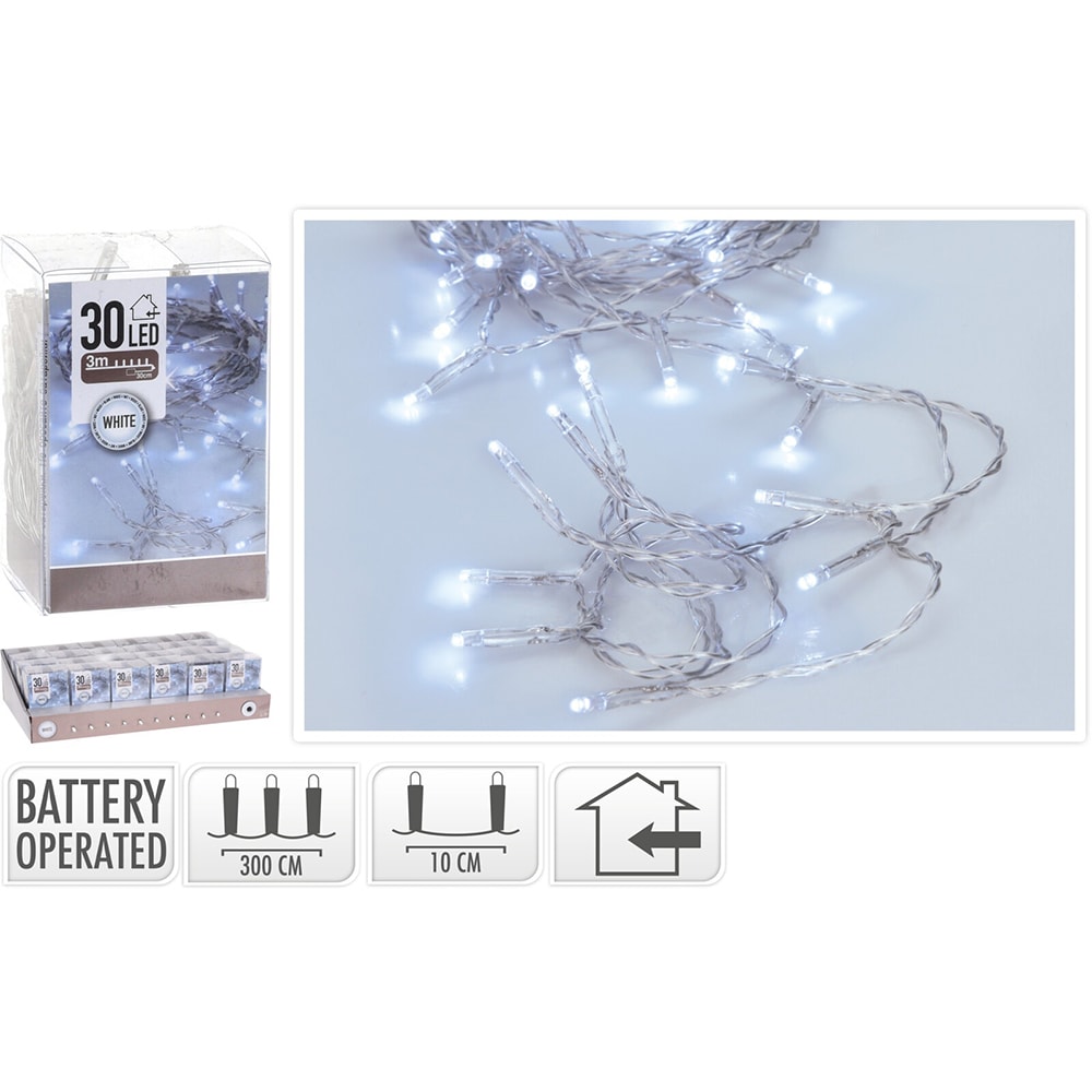 Instalatie Craciun interior/exterior, 30 LED-uri, 3 m, alb rece