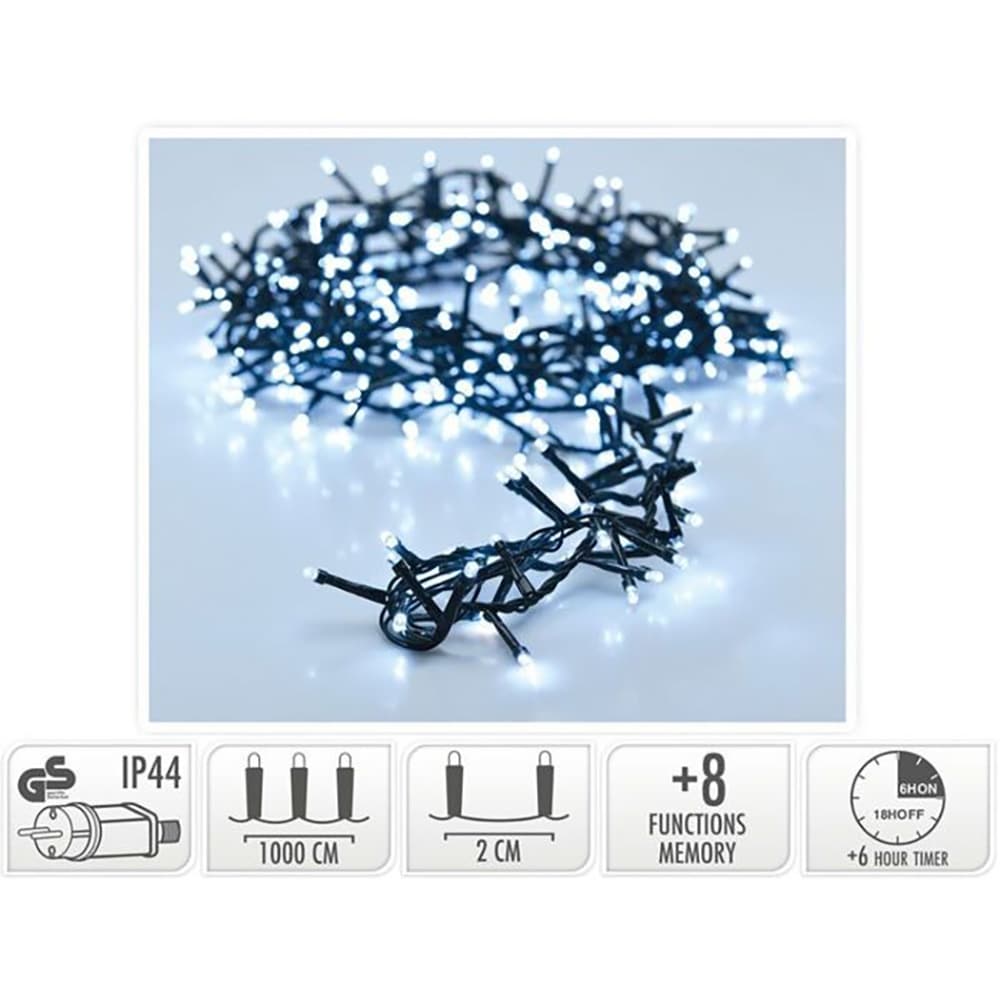 Instalatie Craciun Micro cluster interior/exterior, 500 LED-uri, 10 m, alb