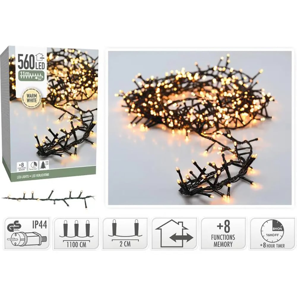 Instalatie Craciun Micro cluster interior/exterior, 560 LED-uri, 11 m, alb cald