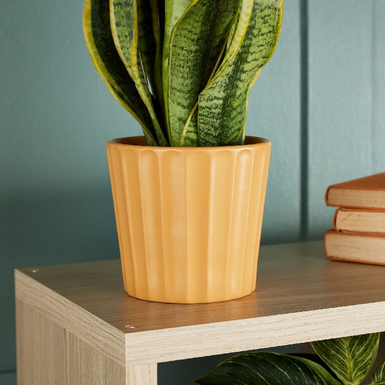 Ghiveci flori VERVE, argila, D 16.5 cm, galben