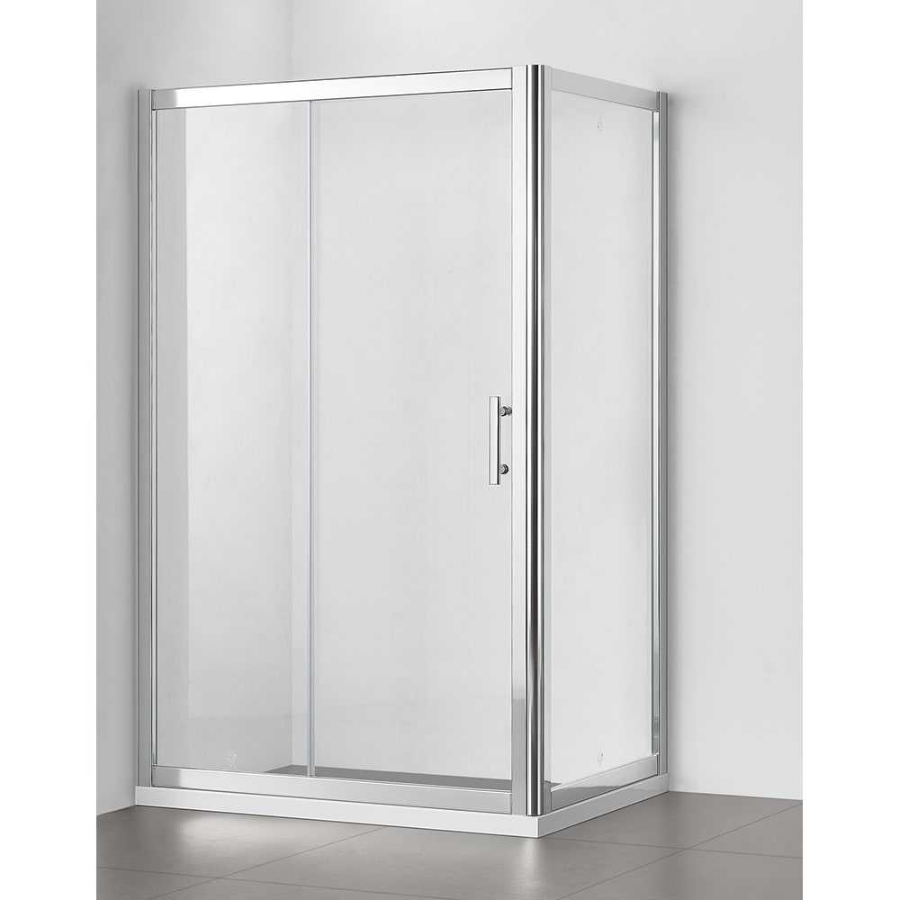 Cabina dus standard BELFORM Clear, dreptunghiulara, aluminiu, 100 x 80 x 185 cm, sticla securizata 5mm, profil crom