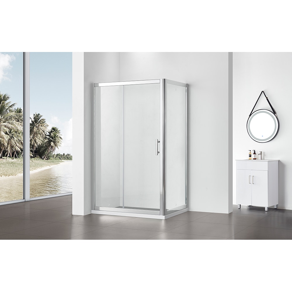 Cabina dus standard BELFORM Clear, dreptunghiulara, aluminiu, 100 x 80 x 185 cm, sticla securizata 5mm, profil crom