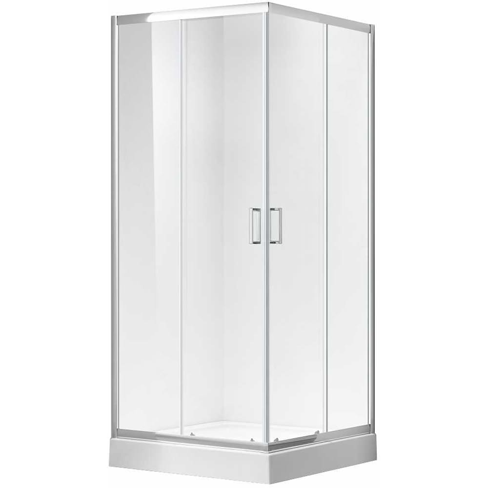 Cabina dus standard BELFORM Clear, patrata, aluminiu, 80 x 80 x 185 cm, sticla securizata 5mm, profil crom