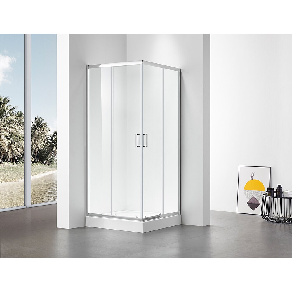 Cabina dus standard BELFORM Clear, patrata, aluminiu, 80 x 80 x 185 cm, sticla securizata 5mm, profil crom