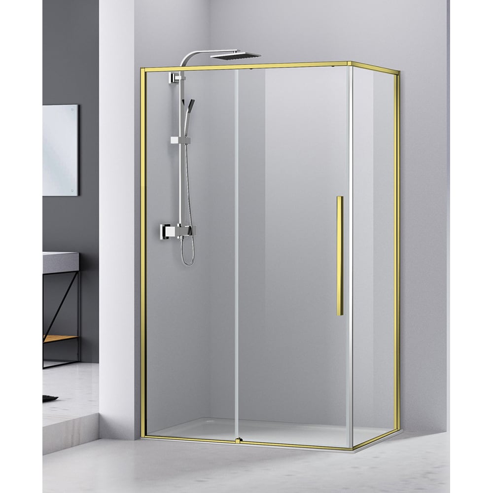 Cabina dus standard BELFORM Fortuna, dreptunghiulara, aluminiu, 120 x 80 x 200 cm, sticla securizata 6mm, profil auriu