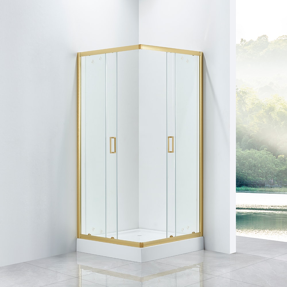 Cabina dus standard BELFORM Fortuna, patrata, aluminiu, 90 x 90 x 185 cm, sticla securizata 6mm, profil auriu
