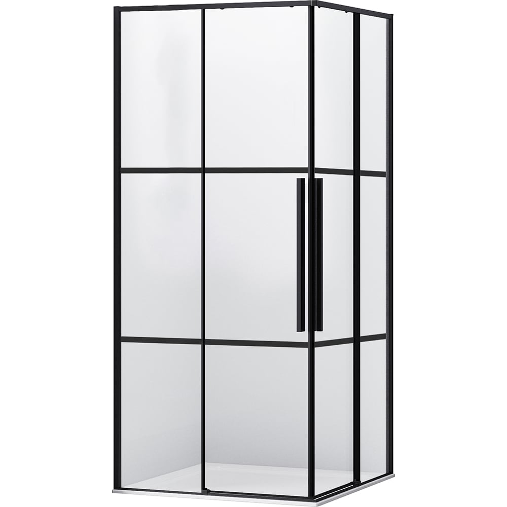 Cabina dus standard BELFORM Infinity, patrata, 80 x 80 x 200 cm, profil aluminiu, sticla securizata 6mm, negru