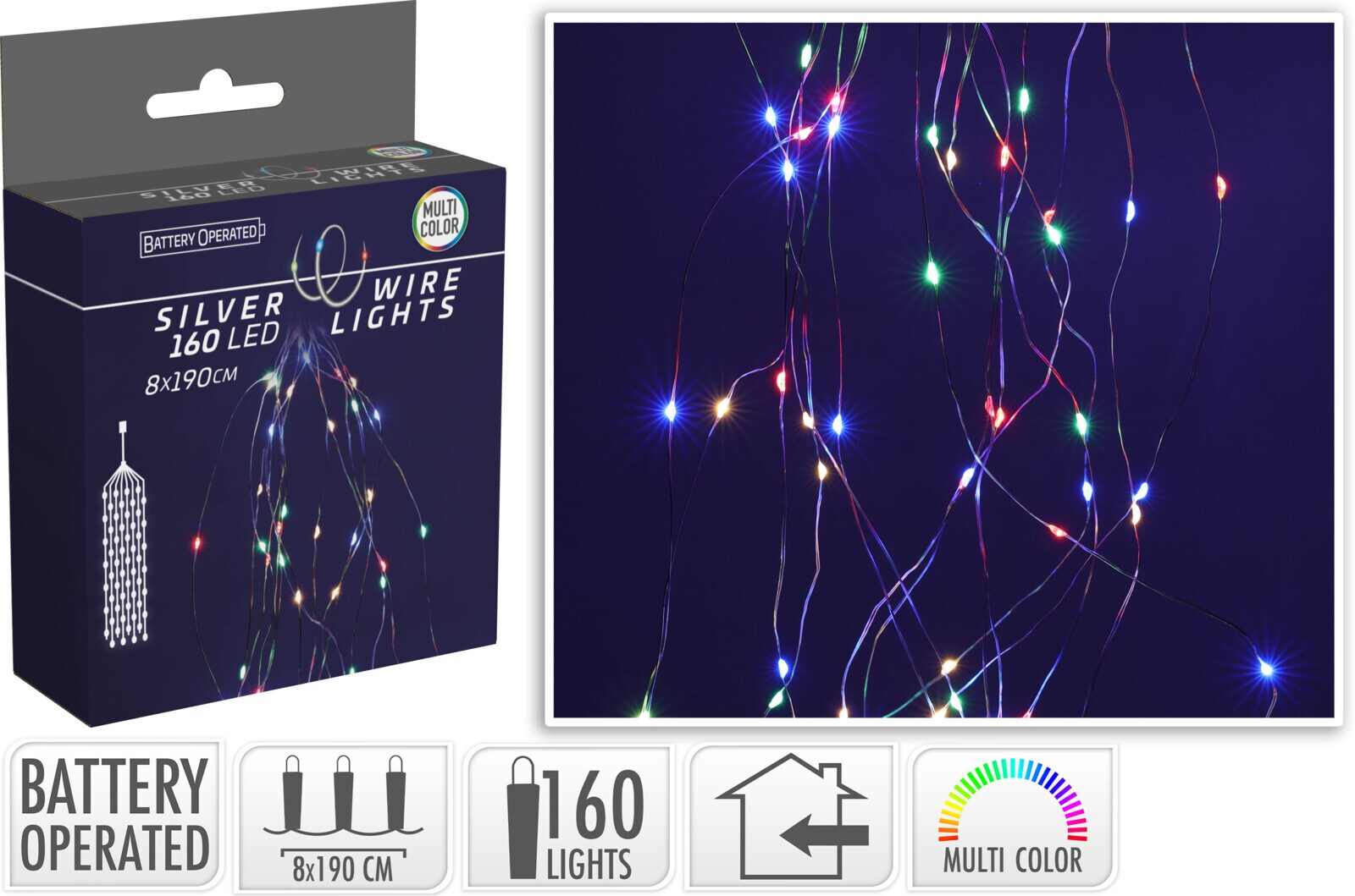 Perdea lumini, 160 led-uri, 1.9 m, iluminare color