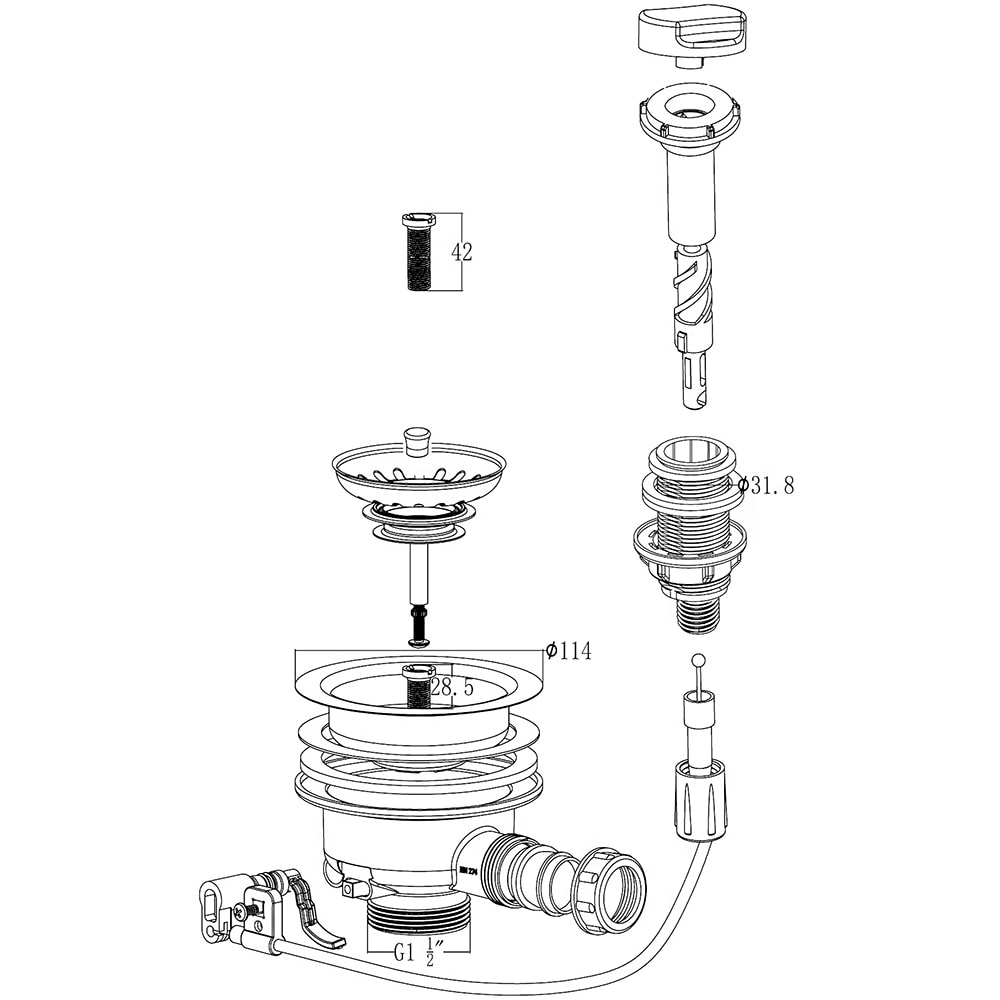 Kit sifon cu arc Cooke & Lewis, 1 1/2", pentru chiuvete cu 1 cuva