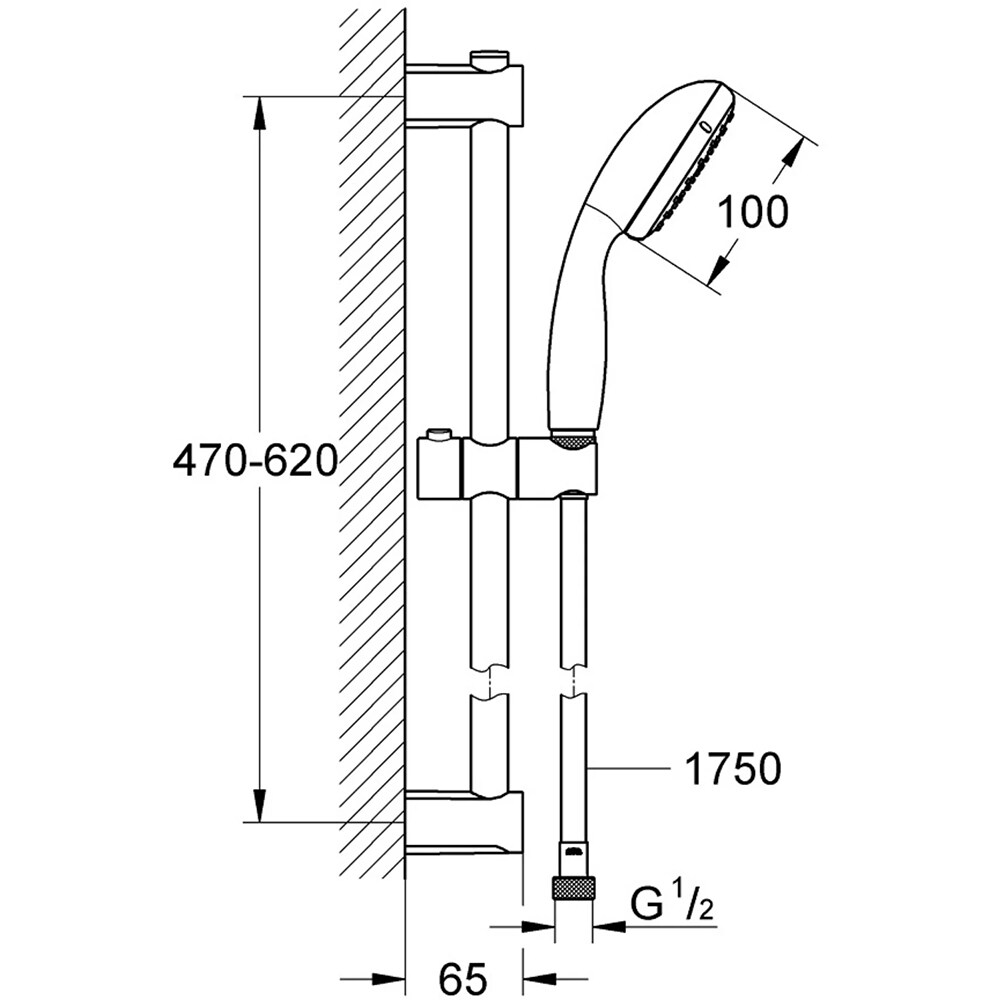 Set baie 3 in 1 GROHE Start Loop, baterie lavoar, baterie cada/dus, set de dus, alama, crom