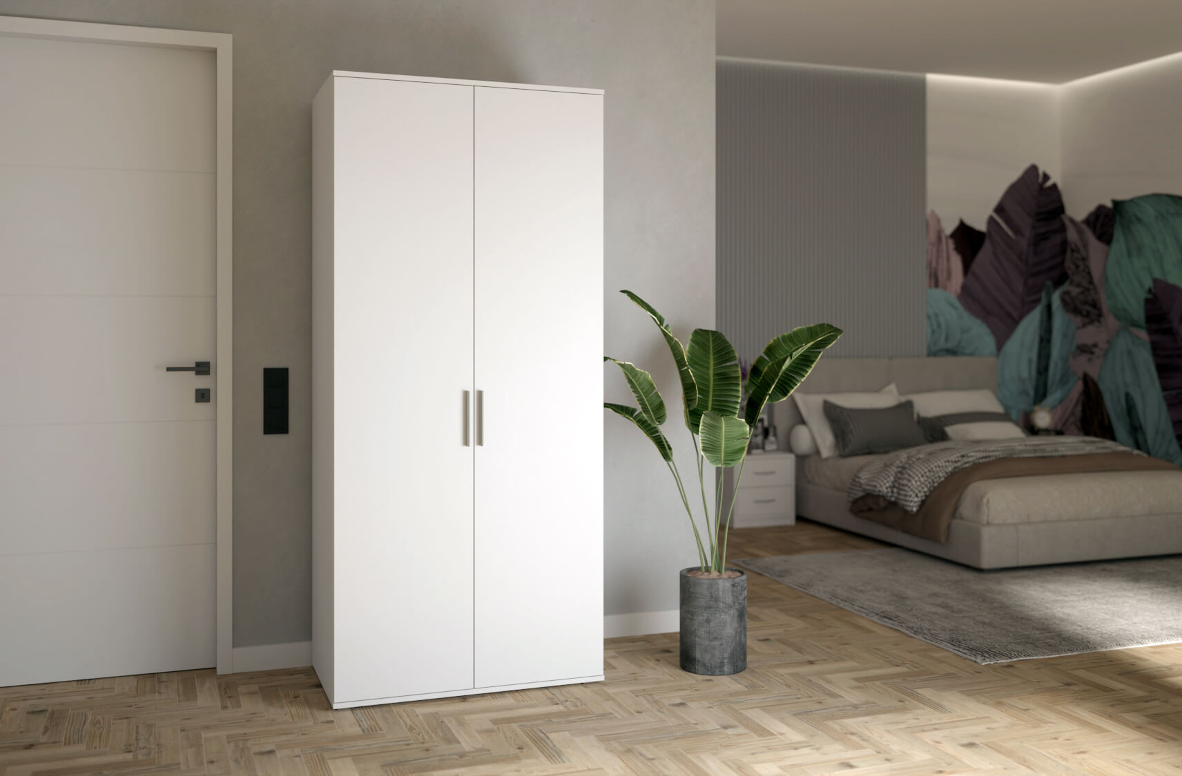 Dulap haine, alb, 2 usi  Blanka