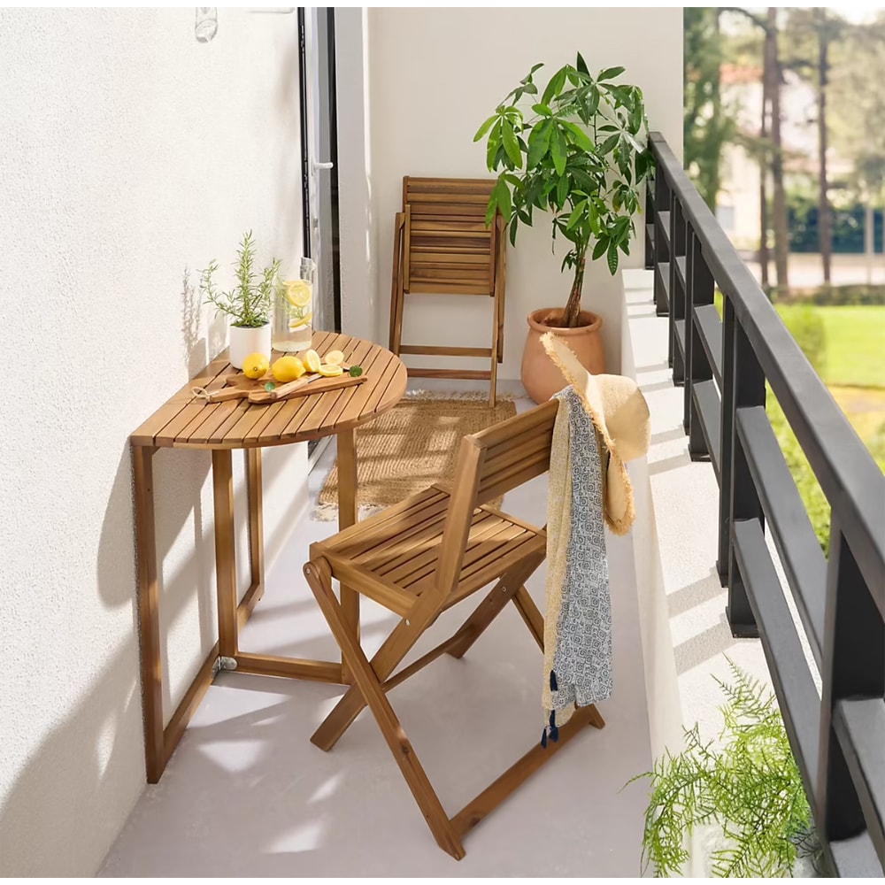Masa balcon GOODHOME 101483391, 70 x 47 cm, lemn salcam