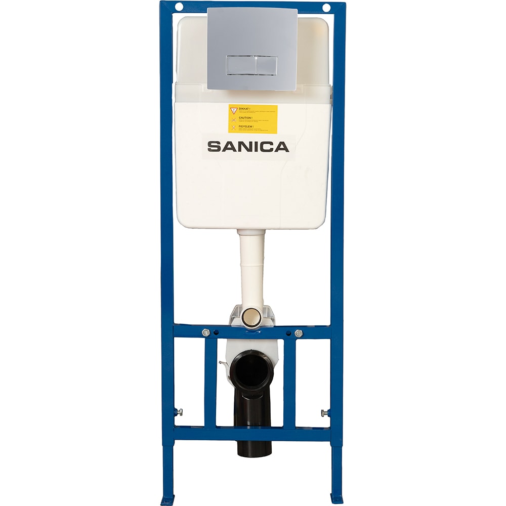 Set rezervor WC incastrat Sanica, 110 cm, 3-6 l, clapeta dual flush, crom
