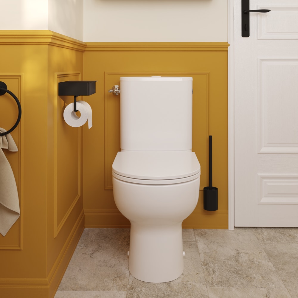 Set vas WC si rezervor GOODHOME Cavally, ceramica, evacuare orizontala, capac SoftClose, alb