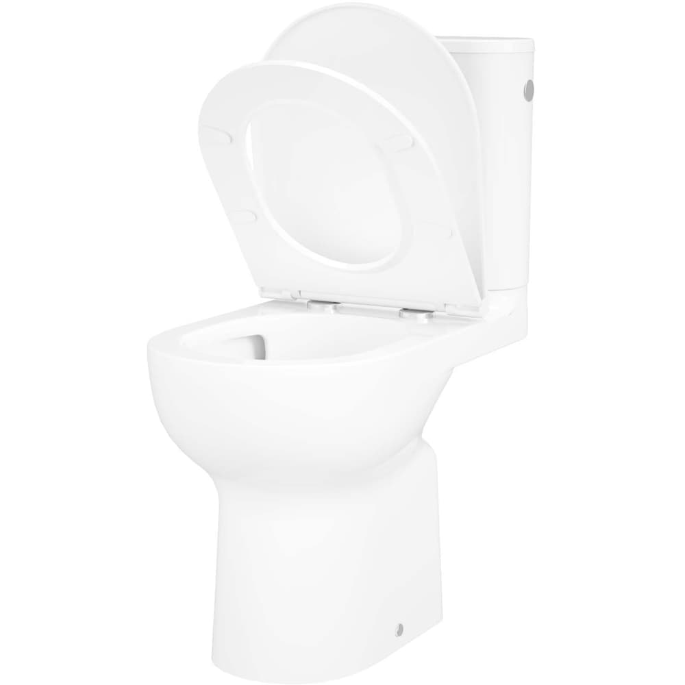Set vas WC si rezervor GOODHOME Cavally, ceramica, evacuare orizontala, capac SoftClose, alb