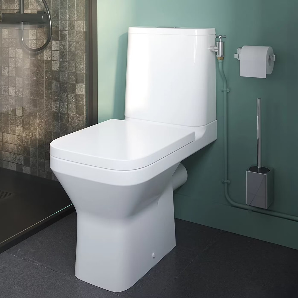 Set vas WC GoodHome Teesta, ceramica, evacuare orizontala, rezervor 3-4.5 l, Capac SoftClose, alb