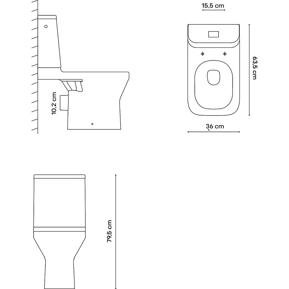 Set vas WC GoodHome Teesta, ceramica, evacuare orizontala, rezervor 3-4.5 l, Capac SoftClose, alb