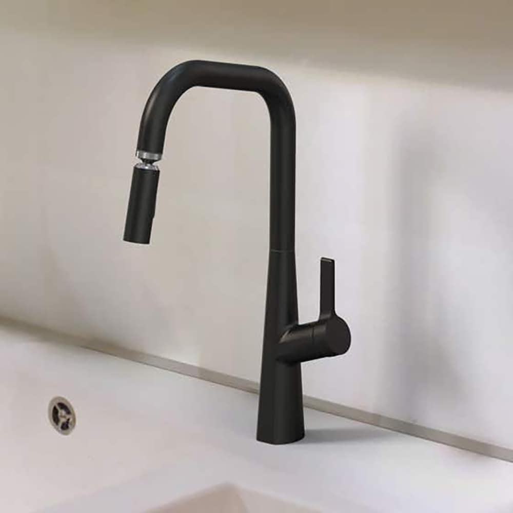 Baterie bucatarie GOODHOME Berne Swivel, extractibil, alama sanitara, negru