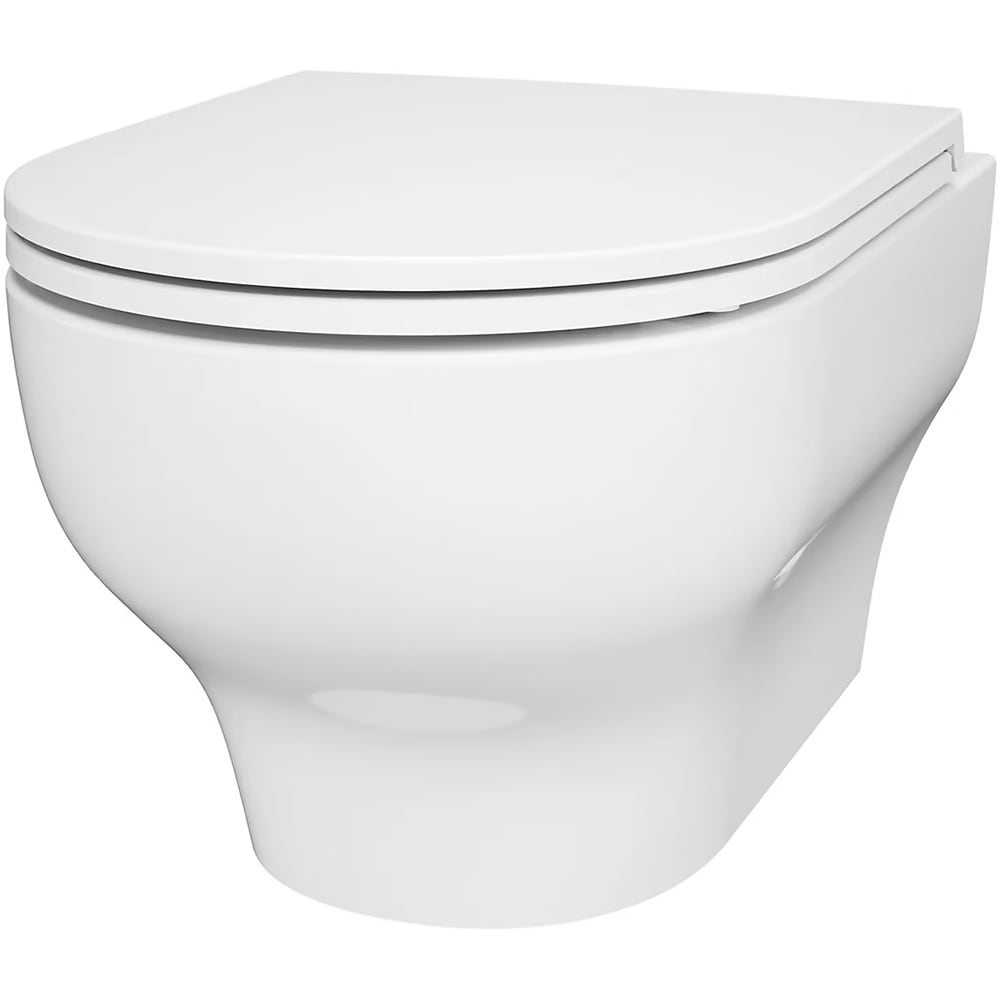 Vas WC suspendat GOODHOME Cavally, ceramica, 36 x 53 x 35 cm, capac SoftClose, alb