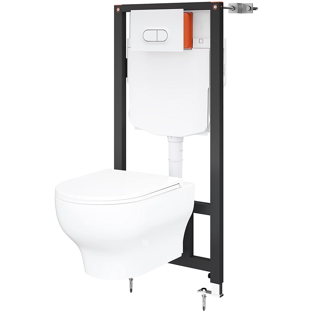 Vas WC suspendat GOODHOME Cavally, ceramica, 36 x 53 x 35 cm, capac SoftClose, alb