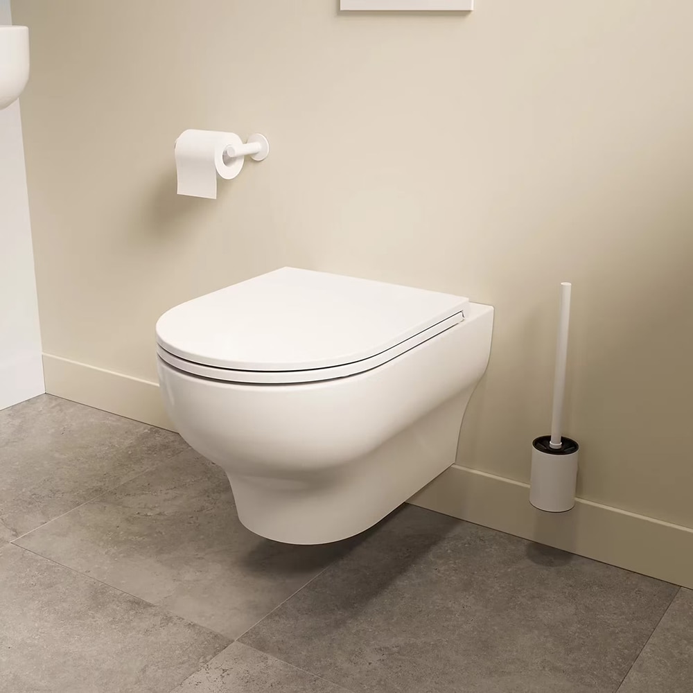 Vas WC suspendat GOODHOME Cavally, ceramica, 36 x 53 x 35 cm, capac SoftClose, alb