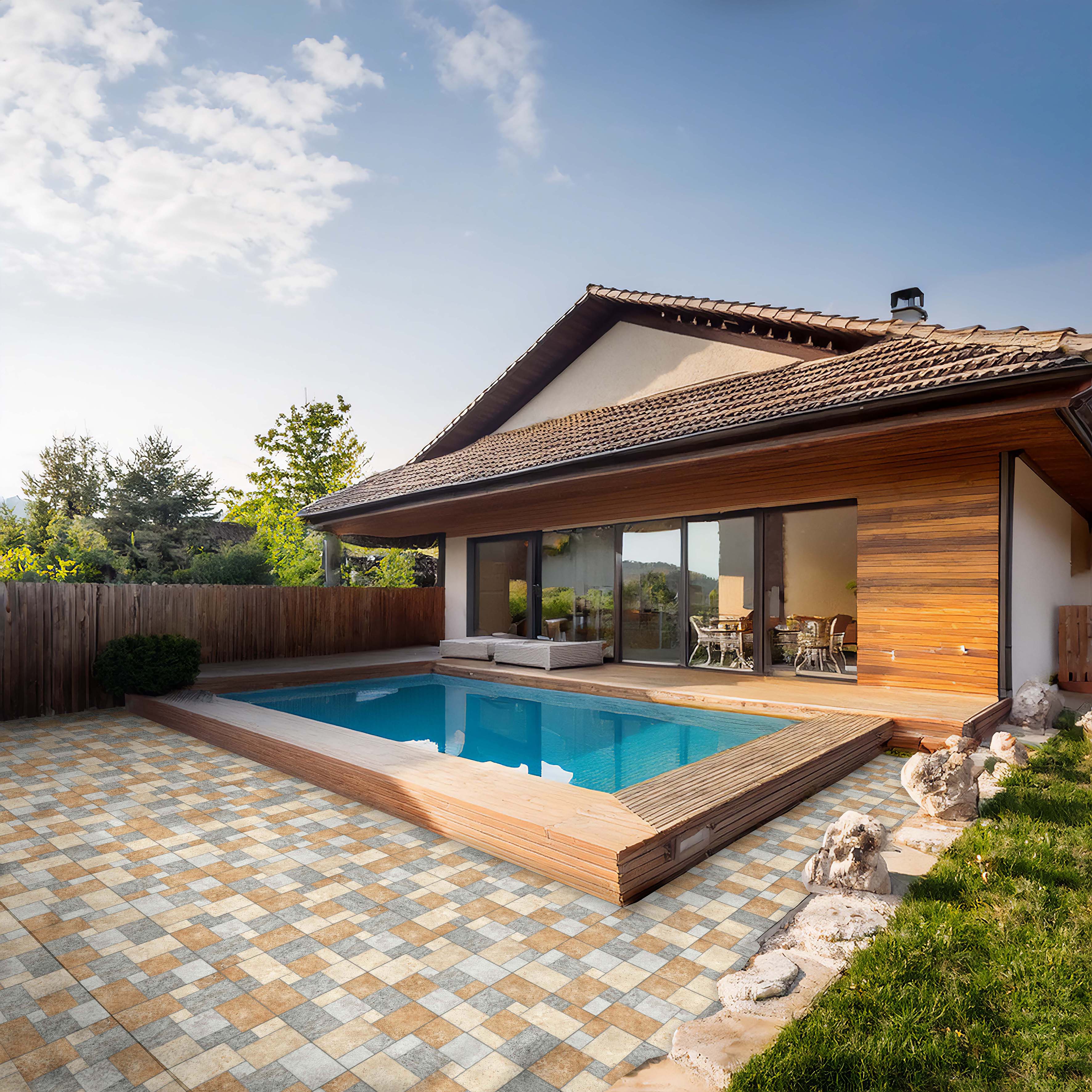 Gresie interior/exterior Pavimento, multicolor, 45 x 45 cm, 8 mm, 1.25 m2/cutie, PEI 4