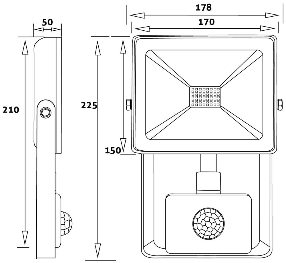Reflector LED AVIDE, 50W, 4000lm, IP44, negru