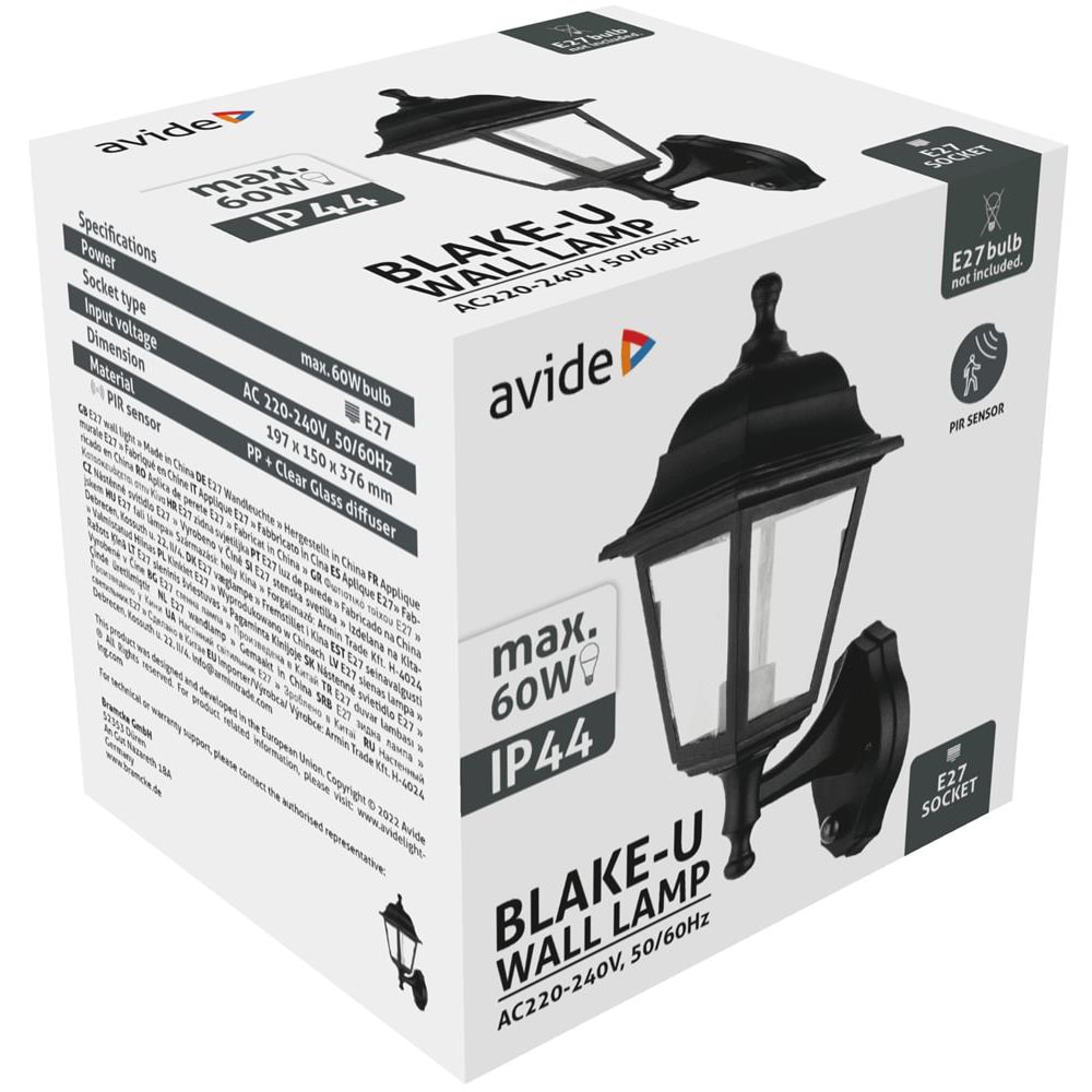 Aplica de exterior LED AVIDE Blake-U, E27, IP44, negru