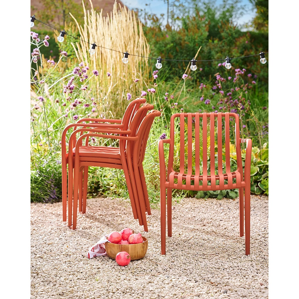 Scaun de gradina GOODHOME Timbo, 55 x 58 x 81 cm, sarcina maxima 100kg, plastic, portocaliu