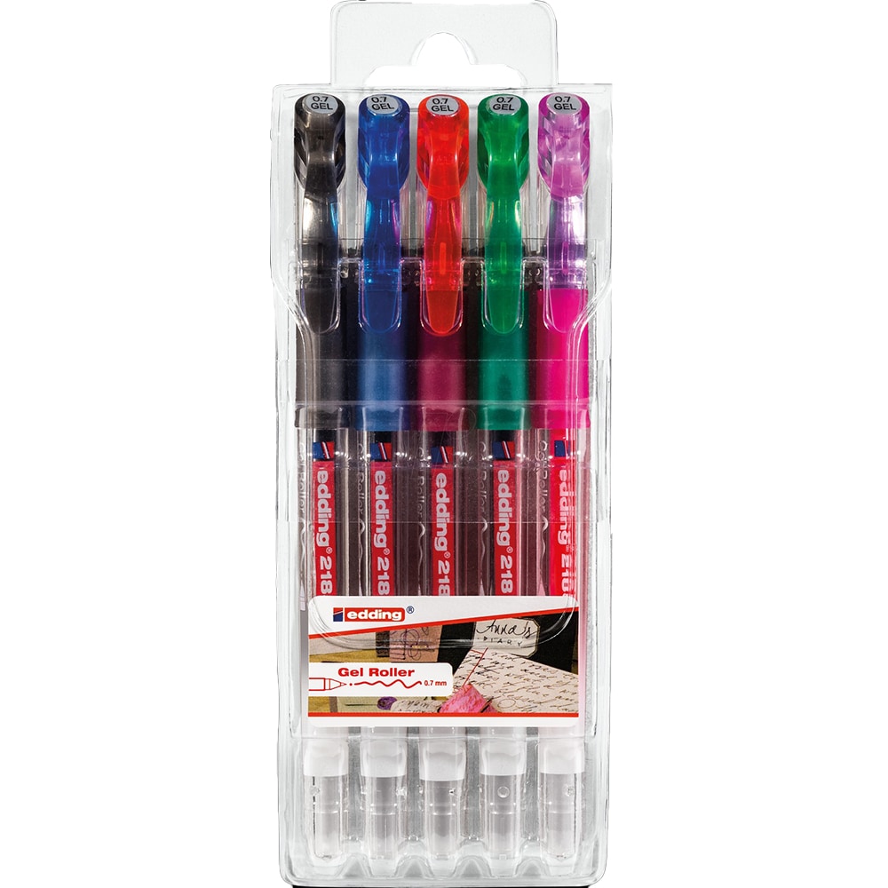Set roller cu gel EDDING 2185, 0.7 mm, multicolor, 5 bucati
