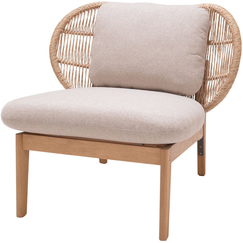 Fotoliu terasa GOODHOME Hania, lemn, 81 x 84 x 75 cm, maro-bej