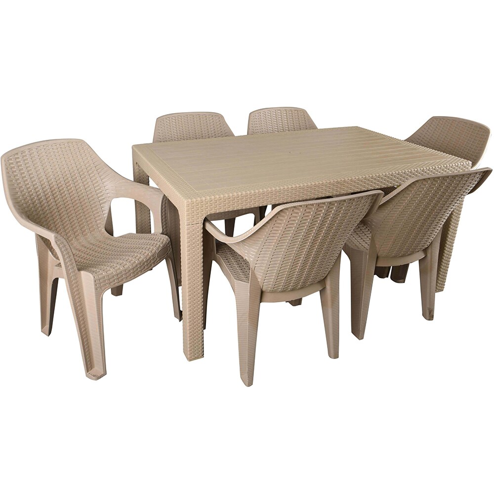 Scaun gradina Outdoor Living, plastic, 55 x 62 x 84 cm, maro deschis