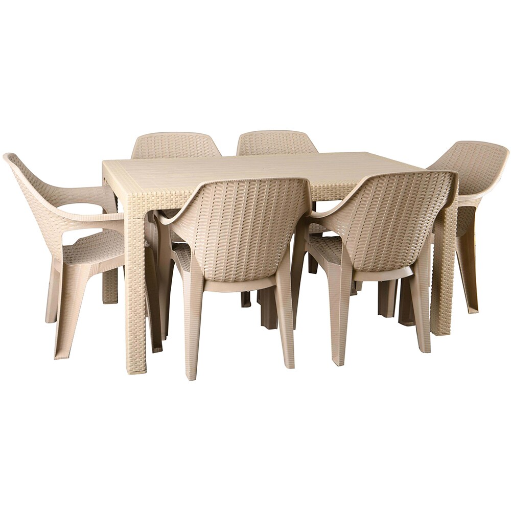 Scaun gradina Outdoor Living, plastic, 55 x 62 x 84 cm, maro deschis