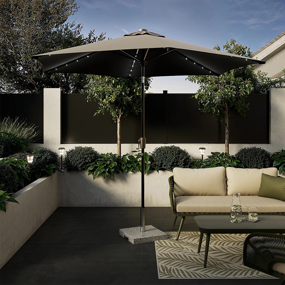 Umbrela gradina inclinabila GOODHOME Ottery, 3 m, D290 cm, UPF30, deschidere tip manivela, aluminiu si poliester, negru