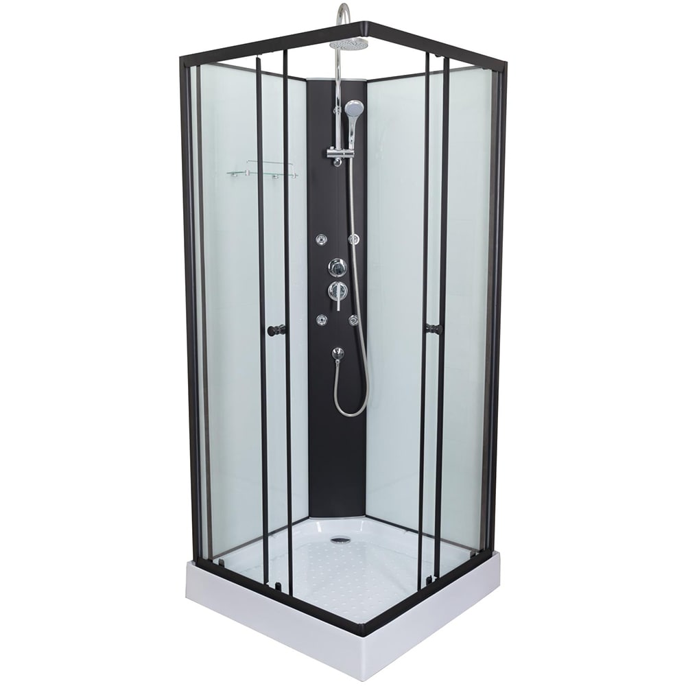 Cabina de dus cu hidromasaj SANOTECHNIK Stil PS18B, 90 x 90 x 225 cm, sticla securizata 4mm, profil negru