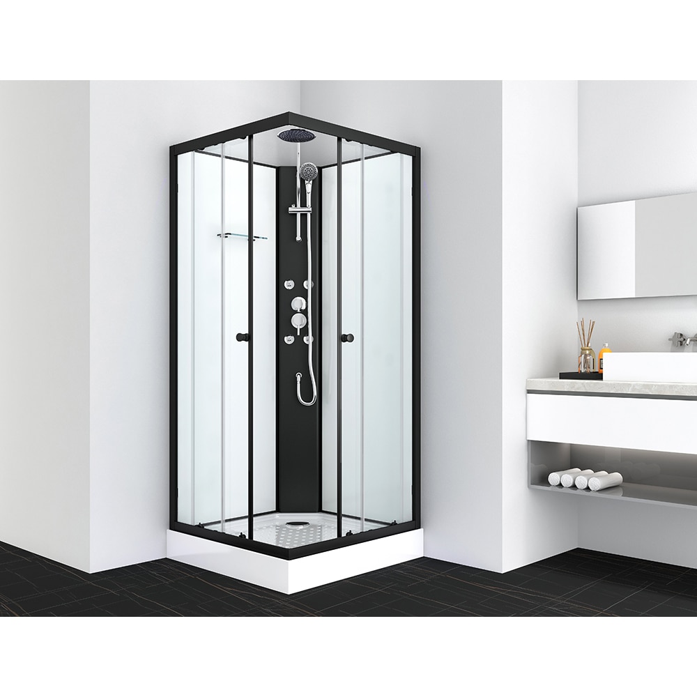 Cabina de dus cu hidromasaj SANOTECHNIK Stil PS18B, 90 x 90 x 225 cm, sticla securizata 4mm, profil negru