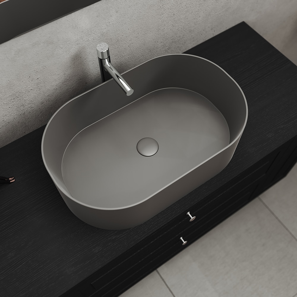 Lavoar pe blat SAVINIDUE, ceramica, 55 x 37 cm, gri