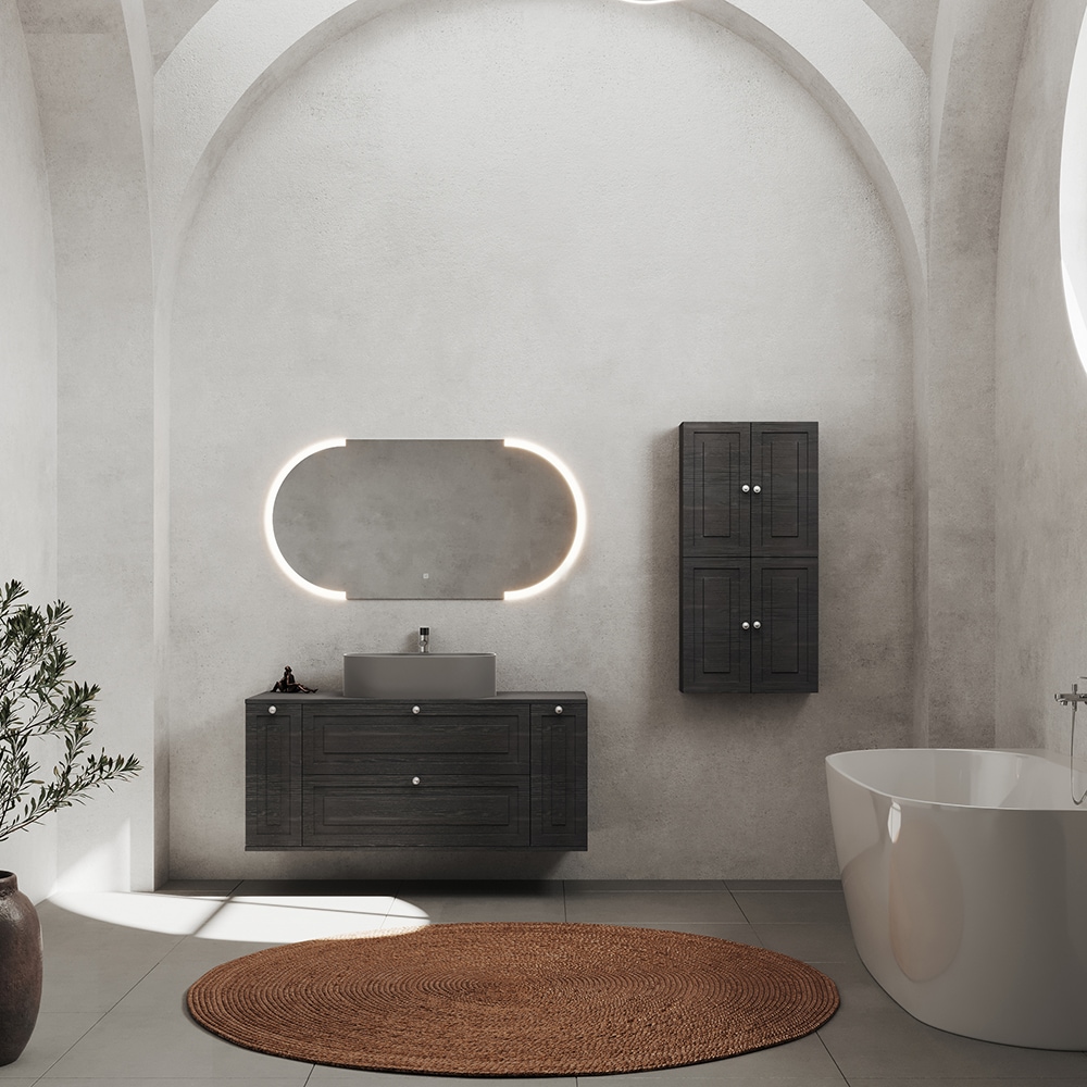 Lavoar pe blat SAVINIDUE, ceramica, 55 x 37 cm, gri