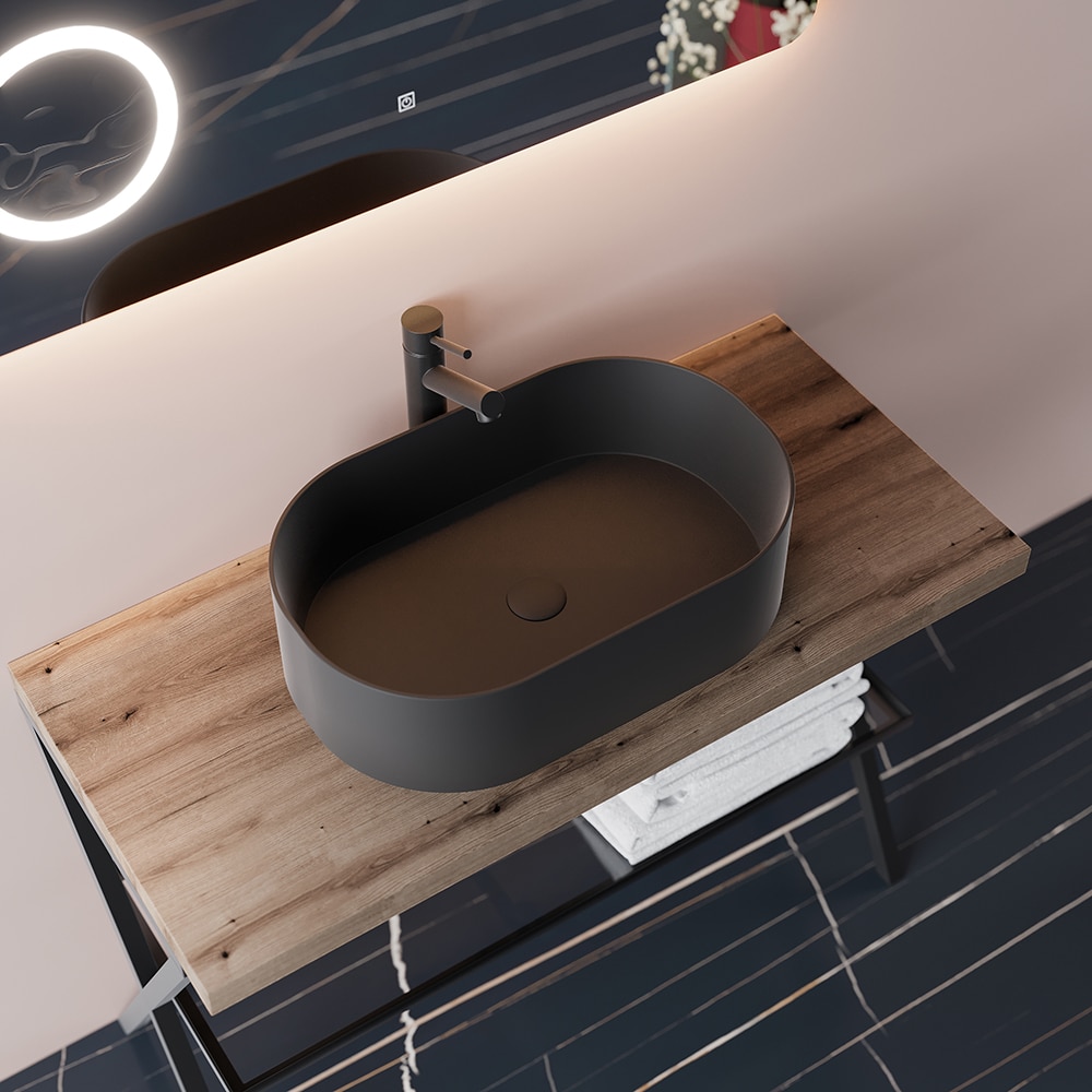 Lavoar pe blat SAVINIDUE, ceramica, 55 x 37 cm, negru