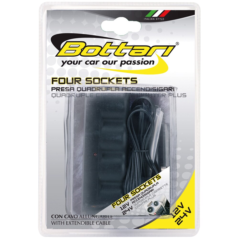 Splitter prize auto BOTTARI 30071, 12/24V, 4 prize, ABS, negru