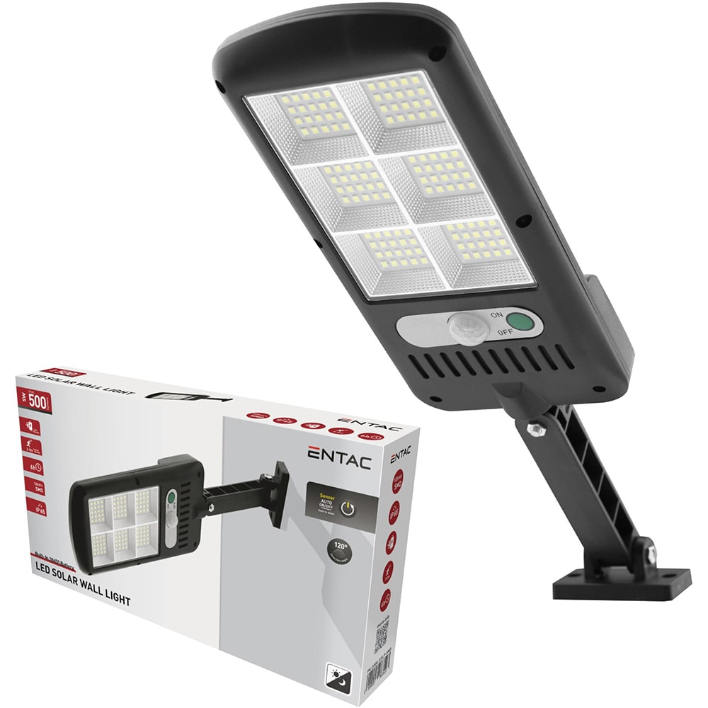 Lampa solara ENTAC ESLP-SMD-N, 5W, 500lm, IP65, negru
