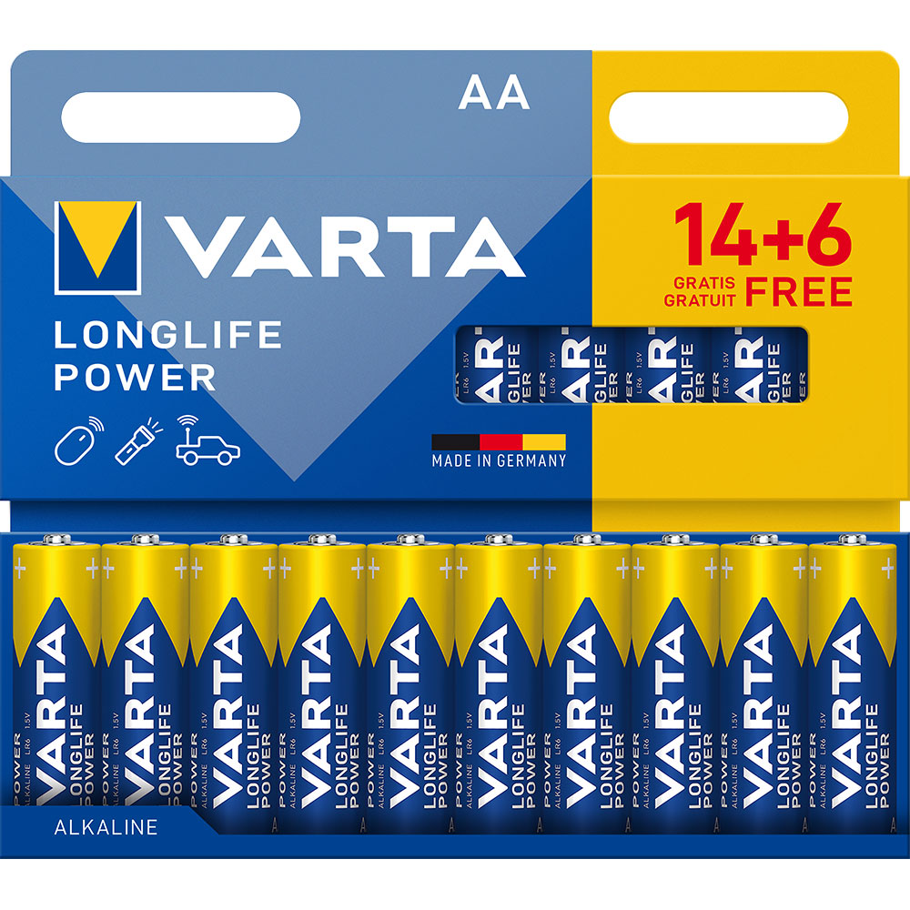 Baterii VARTA Long Life Power, AA, 1.5V, 20 bucati