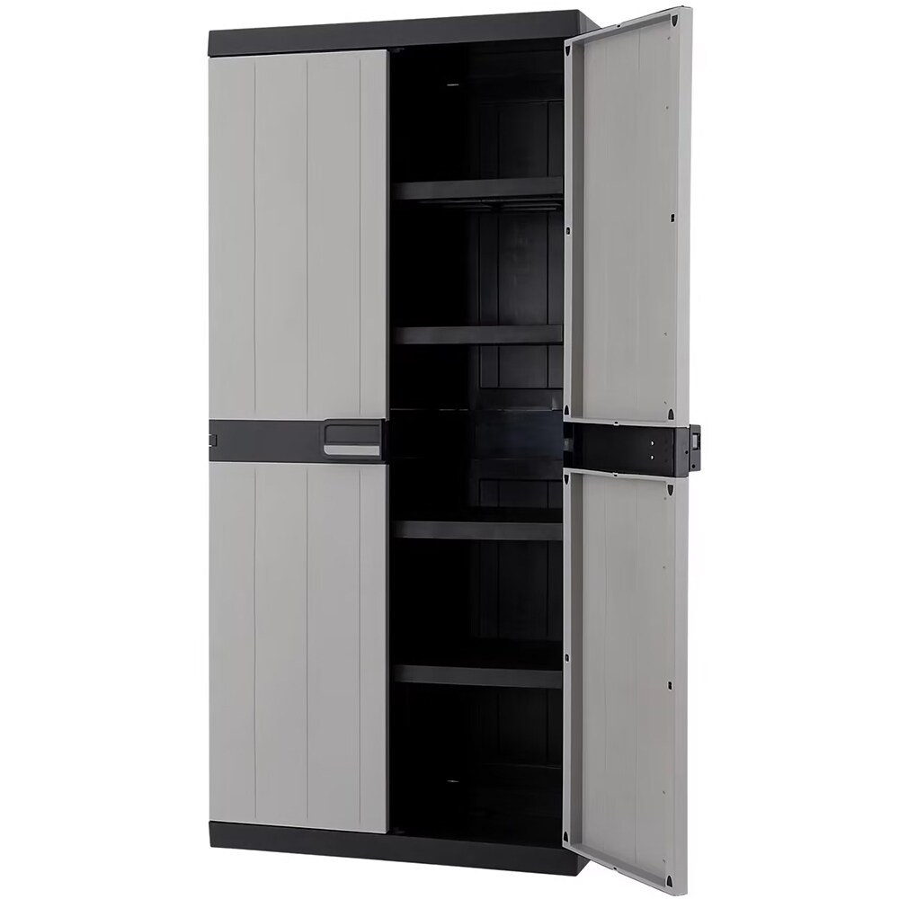 Dulap GOODHOME Links, plastic, 89 x 54 x 190 cm, gri-negru