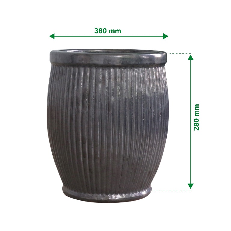 Ghiveci flori VERVE, ceramica, D 38 cm, negru mat