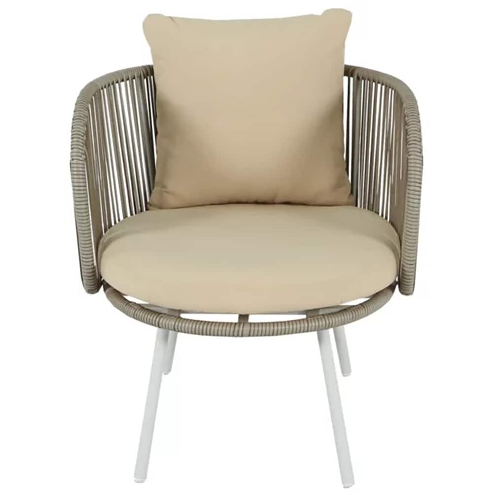 Set mobilier de balcon GOODHOME Nema, perne incluse, lemn si poliester, 3 piese, bej