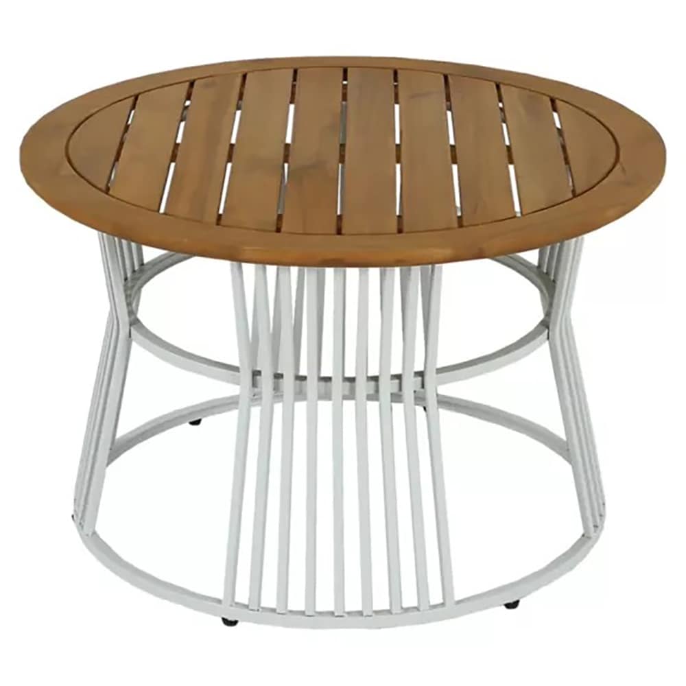 Set mobilier de balcon GOODHOME Nema, perne incluse, lemn si poliester, 3 piese, bej
