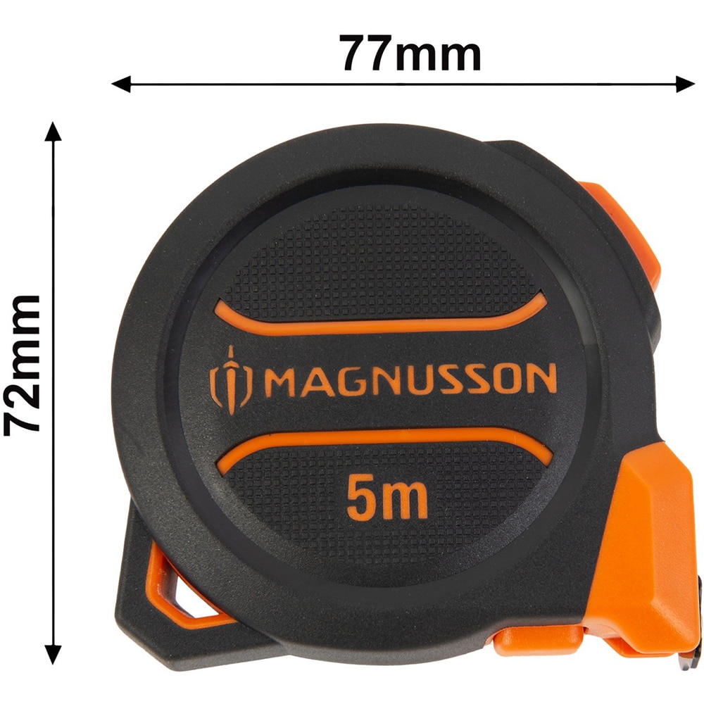 Ruleta magnetica MAGNUSSON, plastic ABS, 5 m, negru-portocaliu