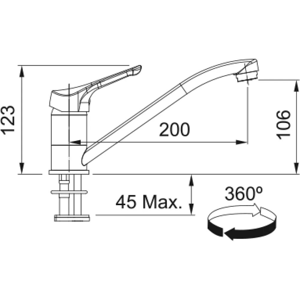 Baterie bucatarie FRANKE Basic, tip L, alama, crom